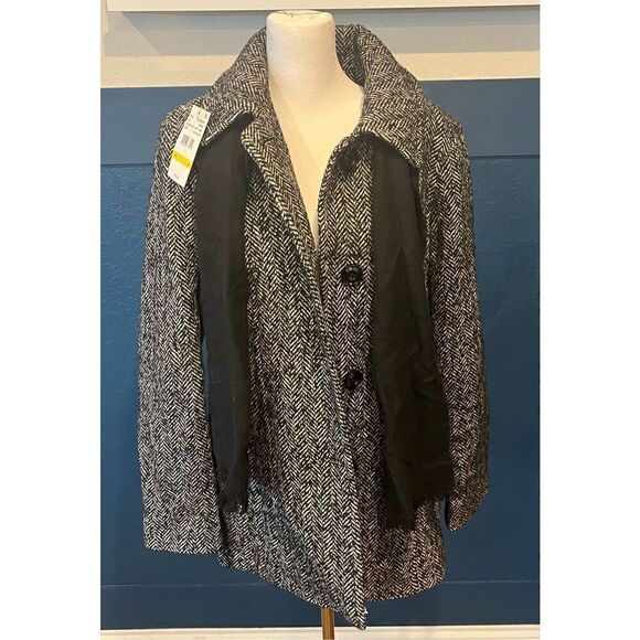 London Fog Short Promo Wool Peacoat with Scarf - Picture 2 of 4